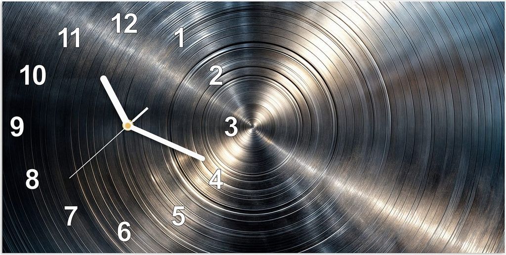 Wanduhr aus Glas mit Motiv Metallkreise- 60 x 30 cm - inkl. Aufhängesystem