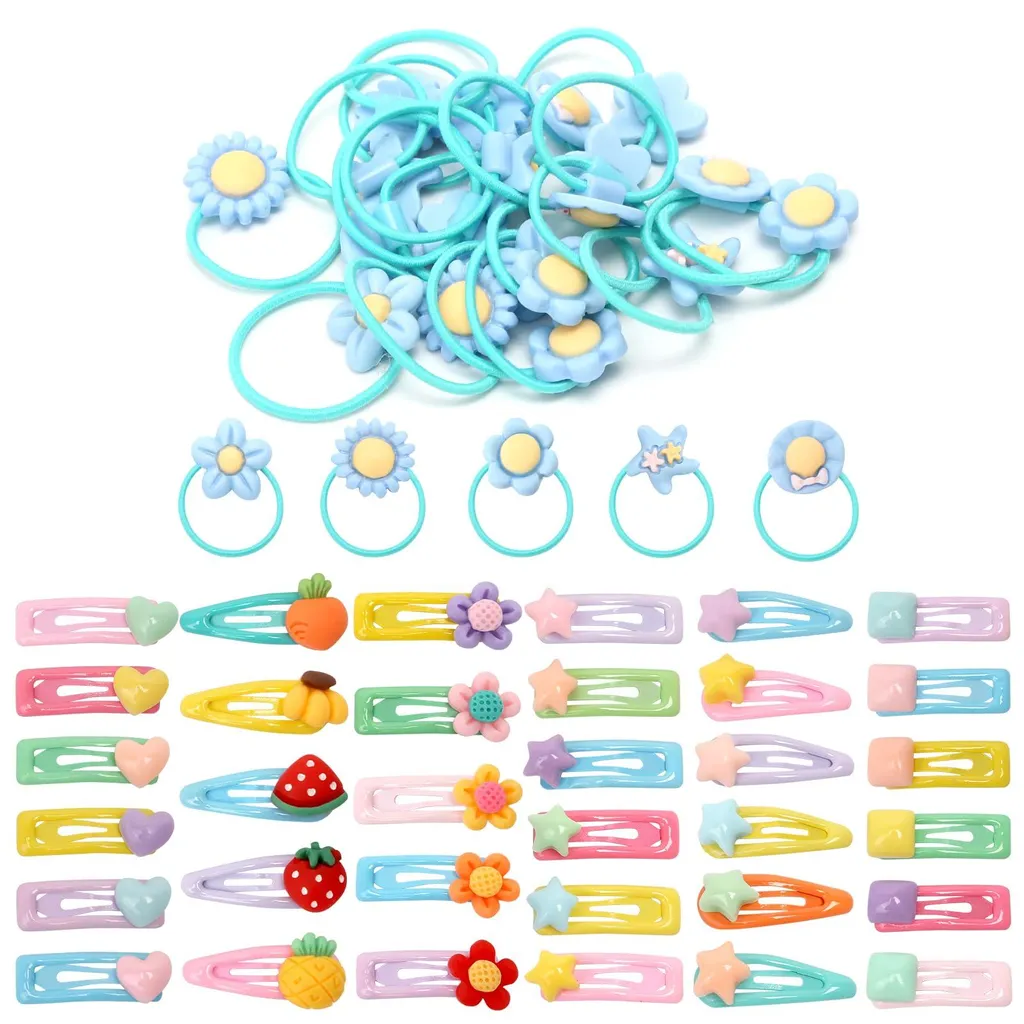 Lot de 52 barrettes pour filles motifs fruits et étoiles multicolores