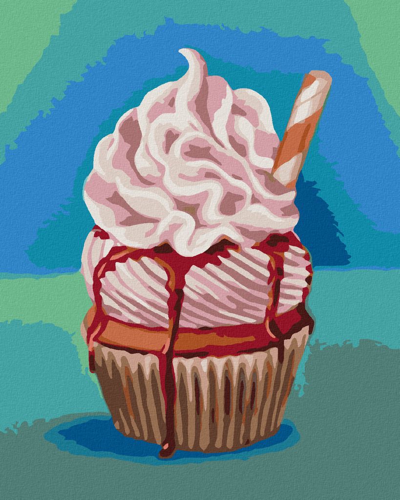 Zuty - Malen nach Zahlen - CUPCAKE MIT SCHLAGSAHNE (MYROSLAVA VOLOSCHUK), 40x50 cm, mit Keilrahmen (bereits gespannt)