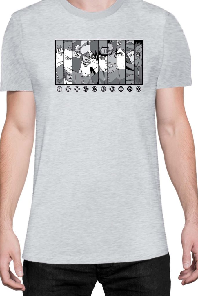 Herren T-Shirt Naruto Akatsuki Team Members 02, Man L / Grau