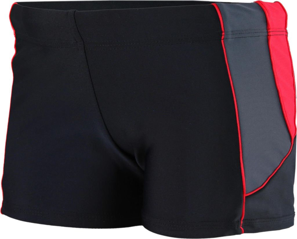 Aquarti Badehose Jungen – Schwimmhose Jungen mit Seitlichen Einsätzen, Badehosen für Jungen Schnell Trocknend, Farbe: Schwarz/Graphit/Rot, Grö...