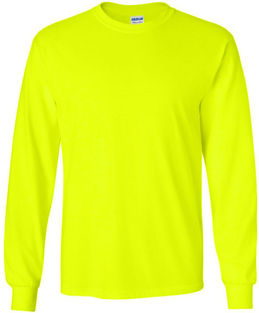 Gildan Ultra Herren T-Shirt mit Rundhalsausschnitt, langärmlig BC477 (M) (Sicherheitsgrün)