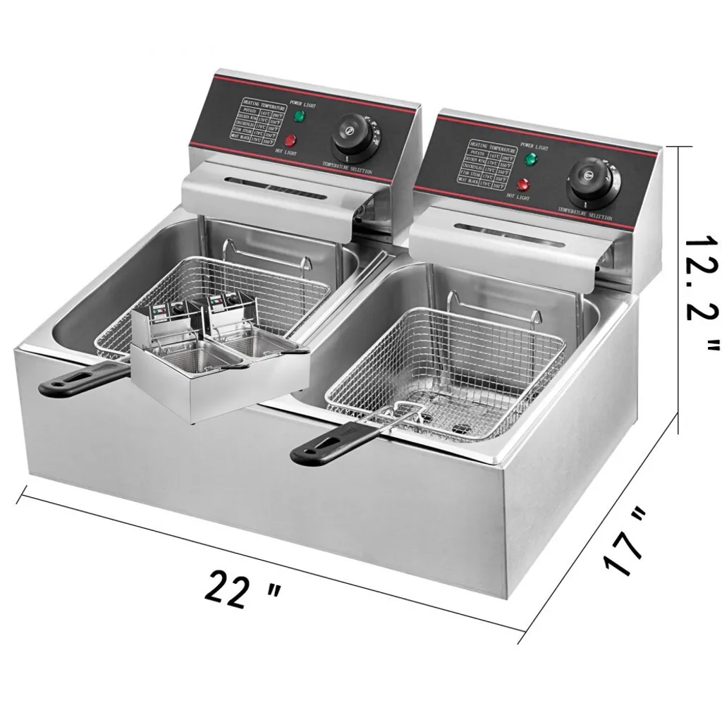 Friteuse Professionnelle Électrique 2 Bacs de 6L - Friteuse Double 5000W - 8