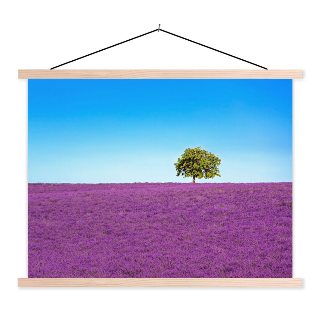 MuchoWow Textilposter Baum - Lila - Himmel - Lavendel 120x90 cm mit holzfarbenen Rahmen - Magnetisch