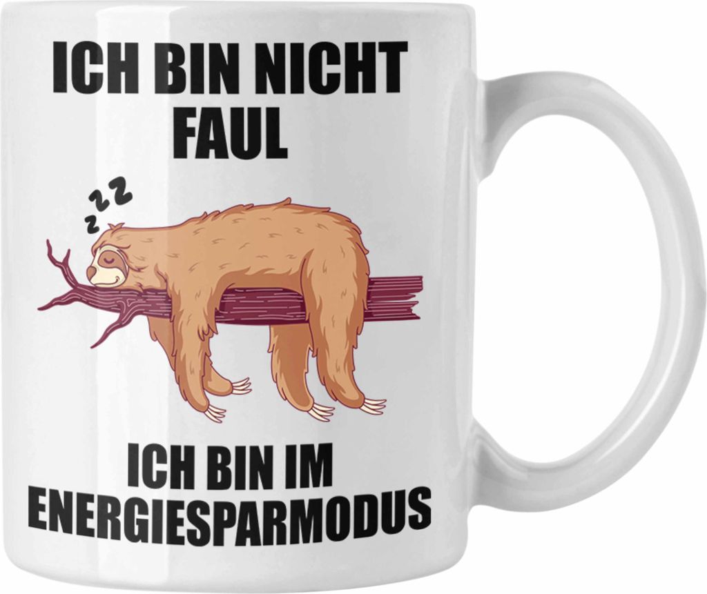 Trendation - Lustige Faultier Sprüche Tasse Mitarbeiter Geschenk Arbeitskollege Kollege Kollegin Abschiedsgeschenk (Weiß)
