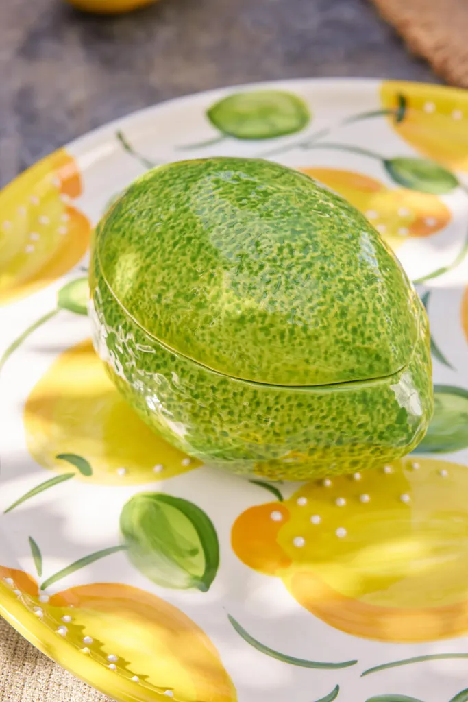 Assiette Plate Citron Décorative en Grès émaillé Jaune pour Table d'Été