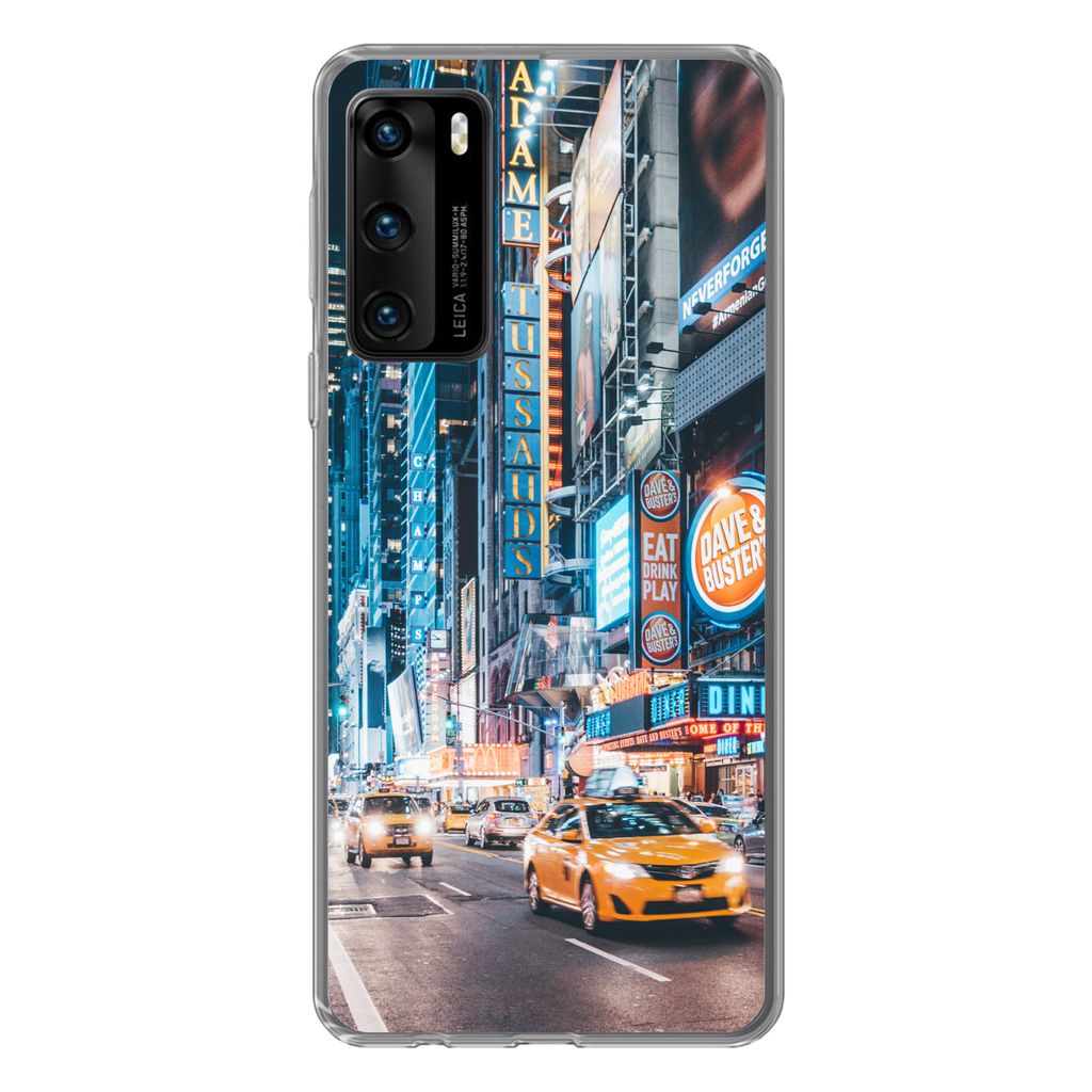 MuchoWow Handyhülle Schutzhülle Hülle für Huawei P40 New York bei Nacht Silikon Softcase Handy Hülle - Handytasche