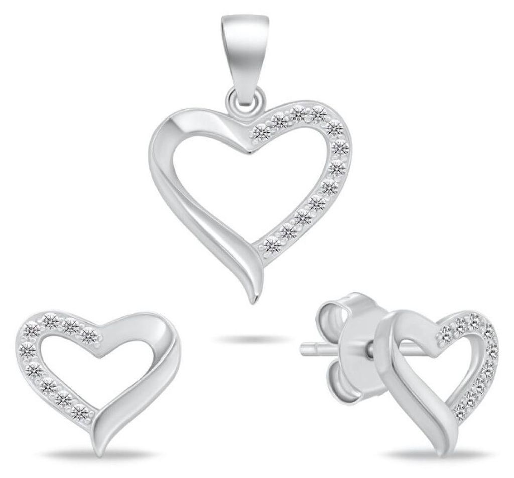 Silberschmuck-Set Heart SET270W ( Anhä nger, Ohrringe)