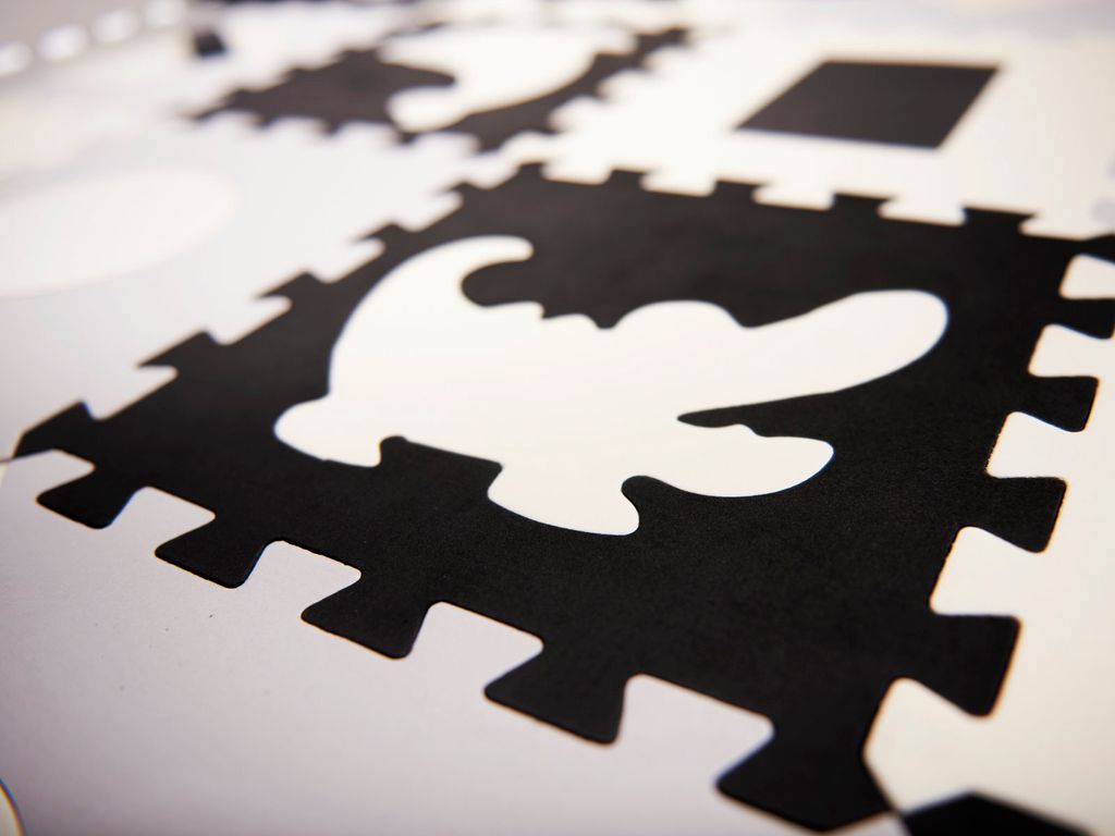 KIK Kontrastné penové puzzle 30 x 30 cm, 36 ks čierno, Obrázok produktu 8