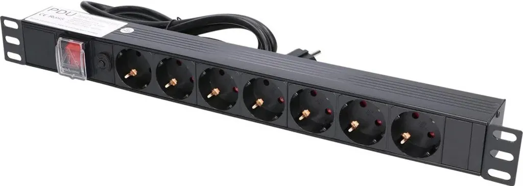 PDU Extralink EXPDU7EU SW 1U 19" con 7 Prese EU e Interruttore 2m