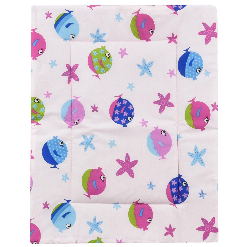 Baby Delux Wickeltischauflage 60x70 cm Wickelauflage Wickelunterlage Baumwolle wasserdicht Fische Rosa