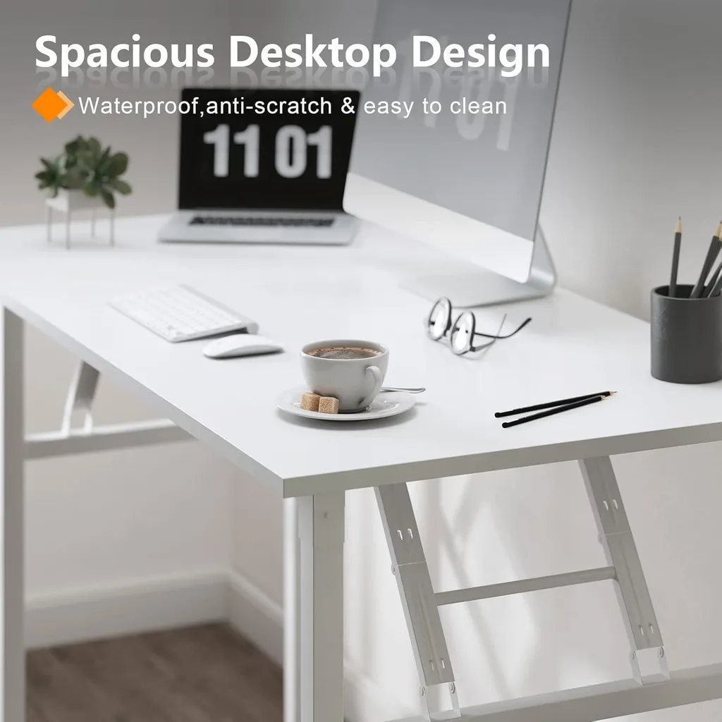 Petite table pliante 80x40 cm Blanche solution bureau sans encombrement