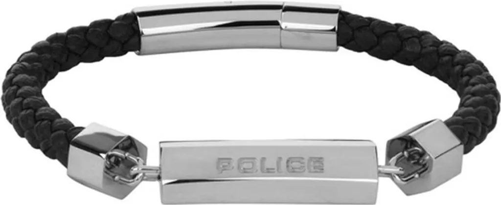 Bracciale Uomo Police Pelle Nero 19cm - Accessorio Maschile Trend