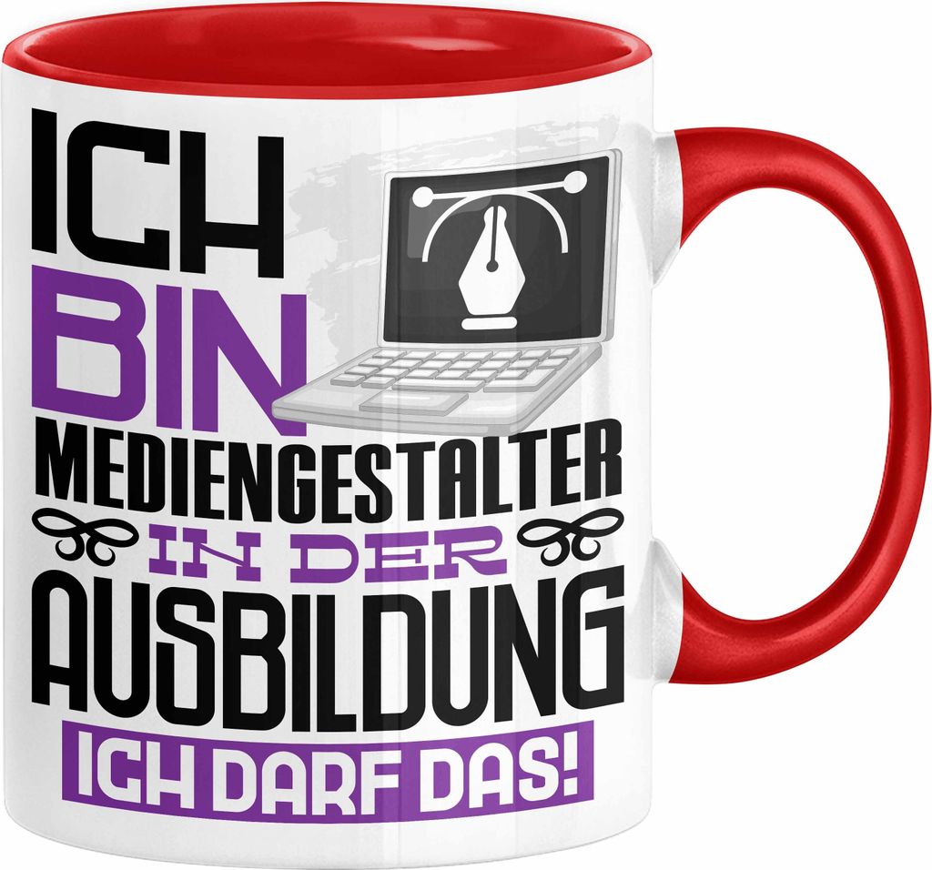 Mediengestalter Ausbildung Tasse Geschenk Ich Bin Mediengestalter In Der Ausbildung Ich Darf Das Geschenkidee Spruch (Rot)
