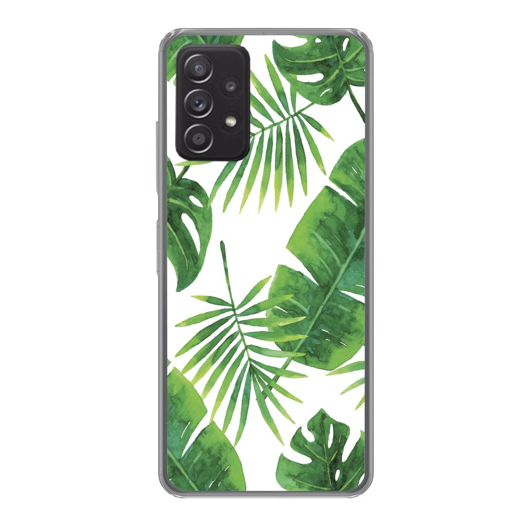 MuchoWow Handyhülle Schutzhülle Hülle für Samsung Galaxy A53 5G Tropisch - Blätter - Muster Silikon Softcase Handy Hülle - Schutzabdeckung