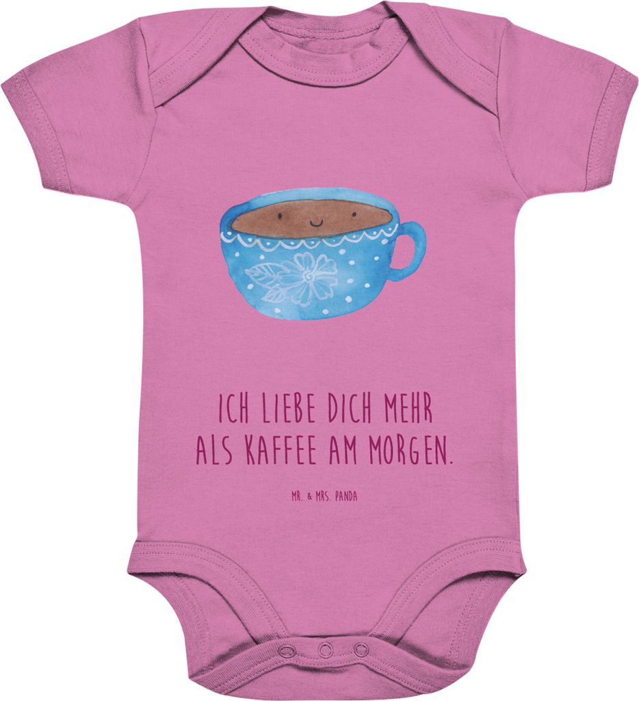 Mr. & Mrs. Panda Strampler Baby Kaffee Tasse 6. - 12. Monat - Bubble Gum Pink - Geschenk, Glücklich, Lustige Sprüche, Babybody, Geschmack, Liebe,...