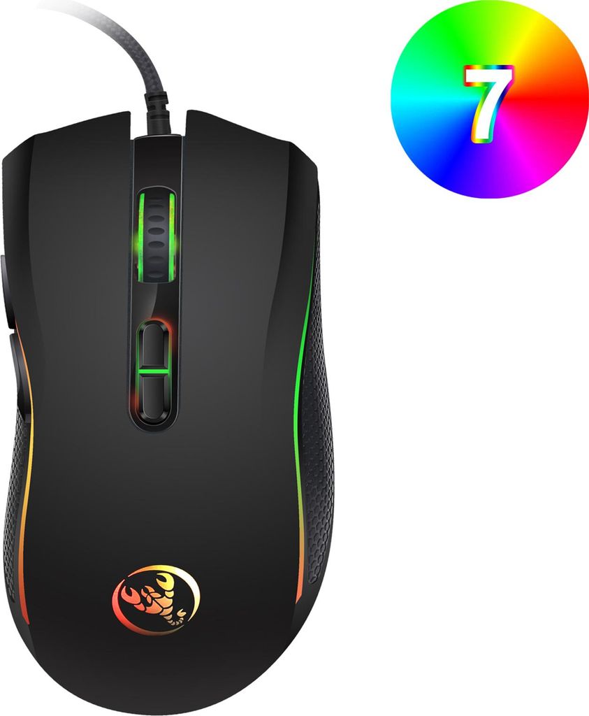 HXSJ V700BW+A869 USB-Computer-Tastatur- und Maus-Set mit 61 Tasten, kabelgebundener RGB-Hintergrundbeleuchtung + kabelgebundener Gaming-Maus mit fa...