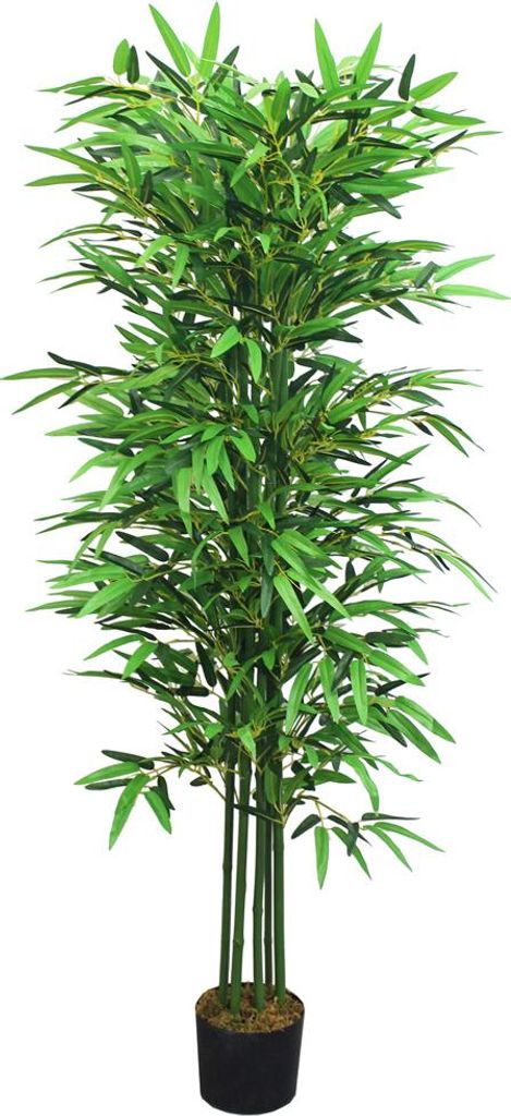 Bambus Bambus-Strauch Kunstpflanze Kunstbaum Bambusbaum Baum Künstliche Pflanze Bamboo Künstlich Echtholzstamm Innendekoration Deko 160 cm Decovego