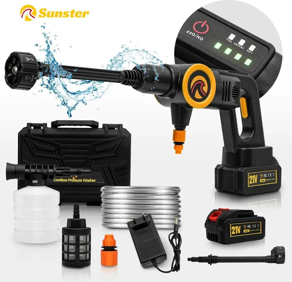 Nettoyeur Haute Pression Sans Fil 3000W 21V avec Batterie - Coloris Or