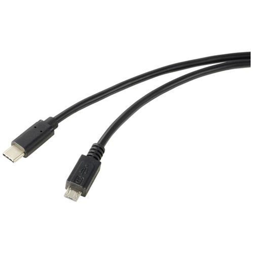 Renkforce RF-5719754, 1 m, USB C, Micro-USB B, USB 2.0, 0,48 Gbit/s, Schwarz