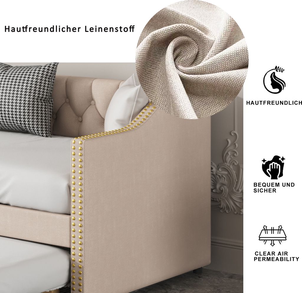Łóżko dzienne Merax 90x200cm rozkładana sofa z wysuwaną Zdjęcie produktu 5