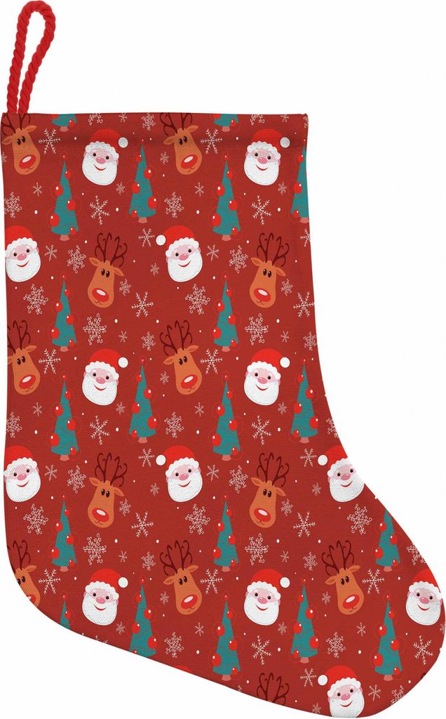 ABAKUHAUS rot Hängende Nikolausstiefel Weihnachtssocken, Merry Xmas Cartoon Weihnachts, Weihnachtsstrumpf zum Aufhängen, 25x35cm, Red Multicolor
