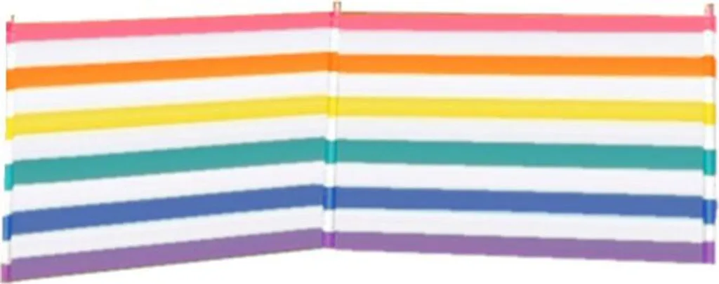 Paravent 3 Poteaux Acier et Polyester Rayé 240x80 cm pour la Plage
