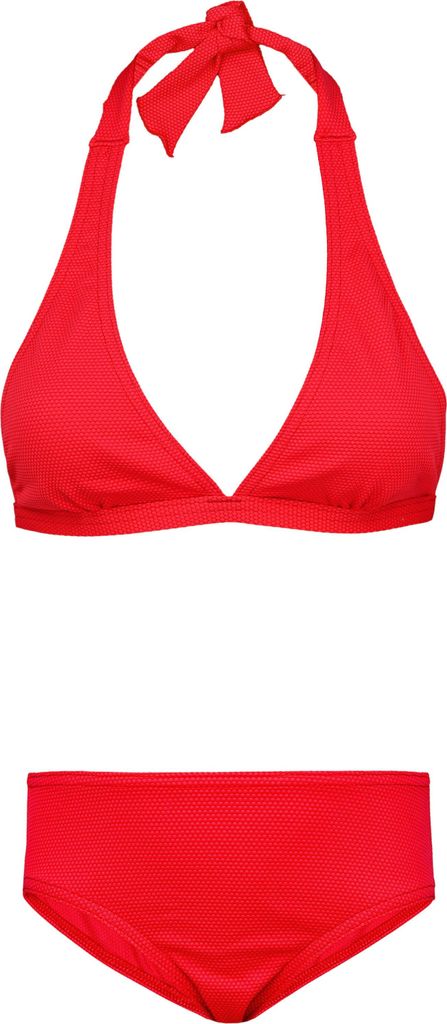 Aquarti Mädchen Bikini Set Bustier Bikinislip Zweiteiliger Badeanzug, Farbe: Zum Binden - Jacquard Punkte Rot, Größe: 164
