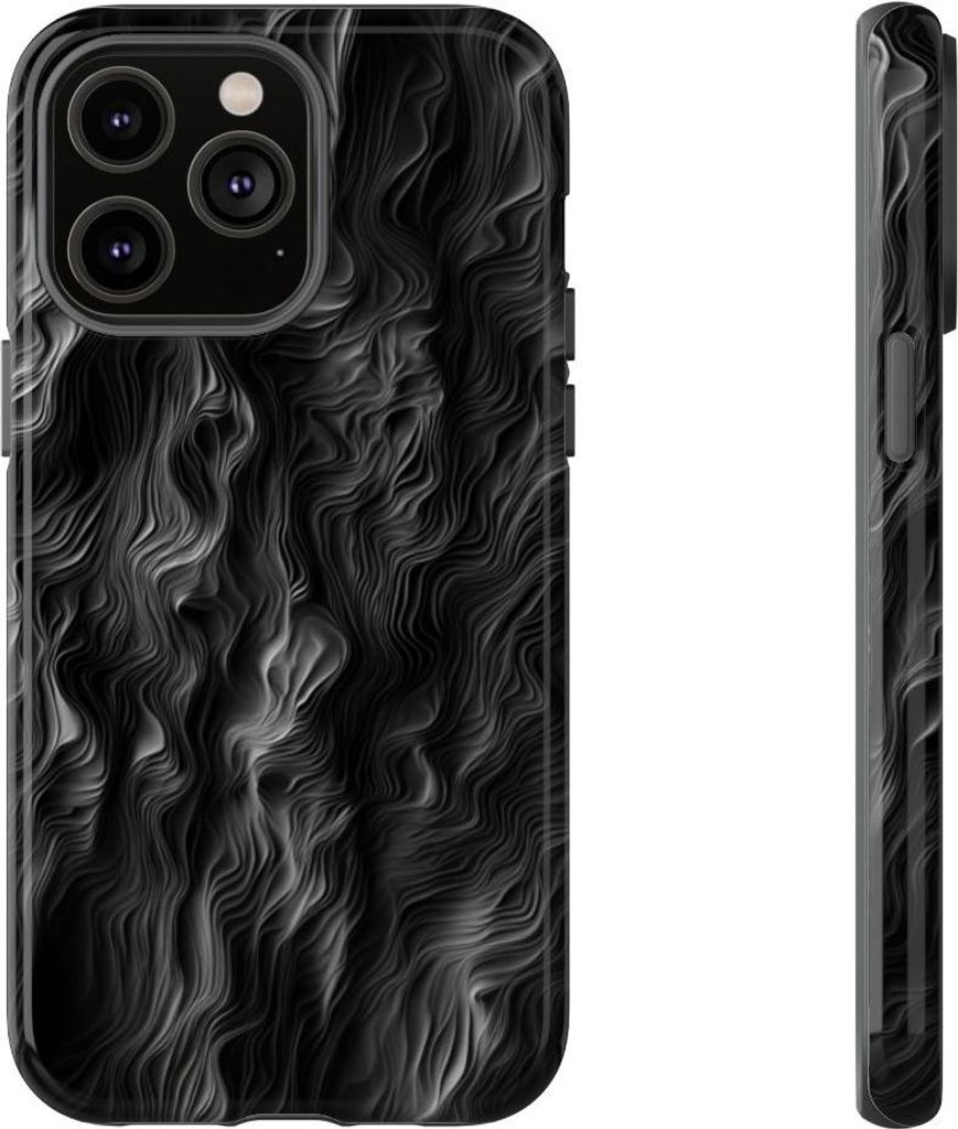 Abstrakte schwarze und graue Wellenlinien – Hülle Kompatibel mit iPhone 14 Pro Max