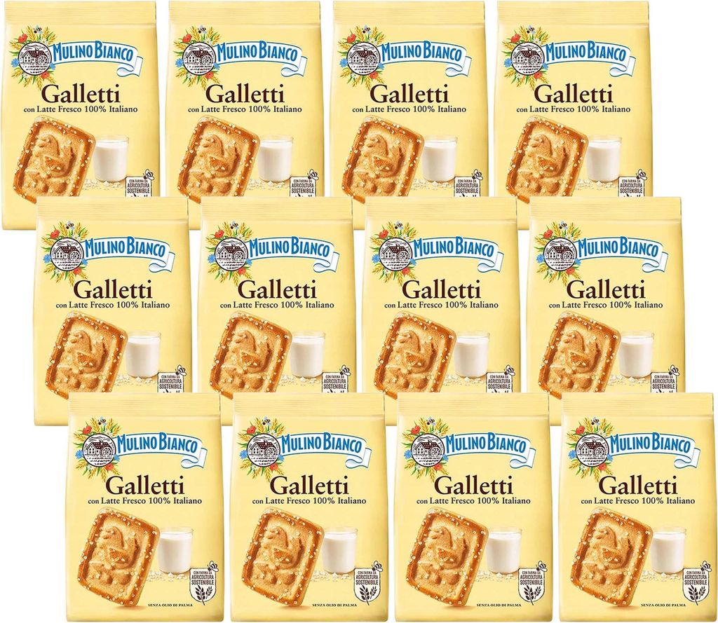 MULINO BIANCO Galletti - Mürbeteigkekse mit Zucker 350g x 12 Pakete