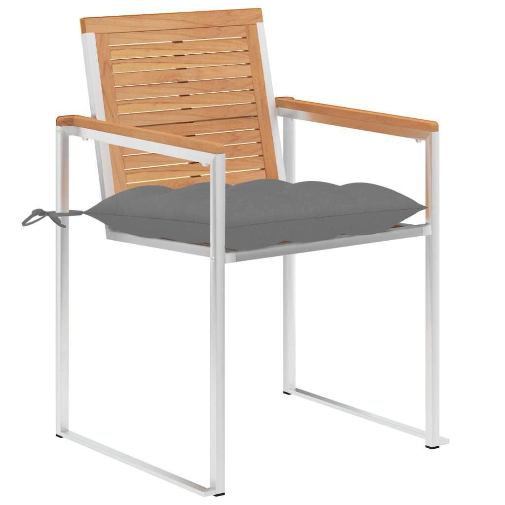 (Robust Möbel)Stuhl Terrasse - Gartenstühle mit Kissen 2er set - Balkonmöbel - Campingstuhl elegantes Design - Massivholz Teak und Stahl - 6...