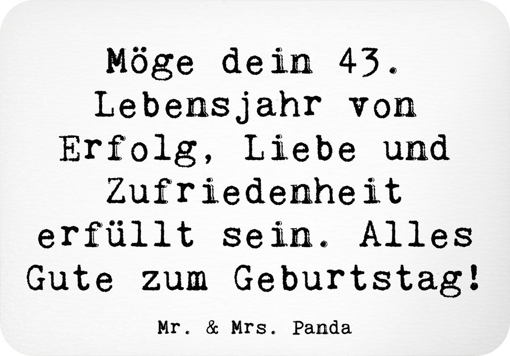 Mr. & Mrs. Panda magnet Spruch 43. Geburtstag Glück - Weiß - Geschenk, Jubiläum 43, zettelhalter, Geschenkideen, whiteboardmagnet, Happy Birthda...