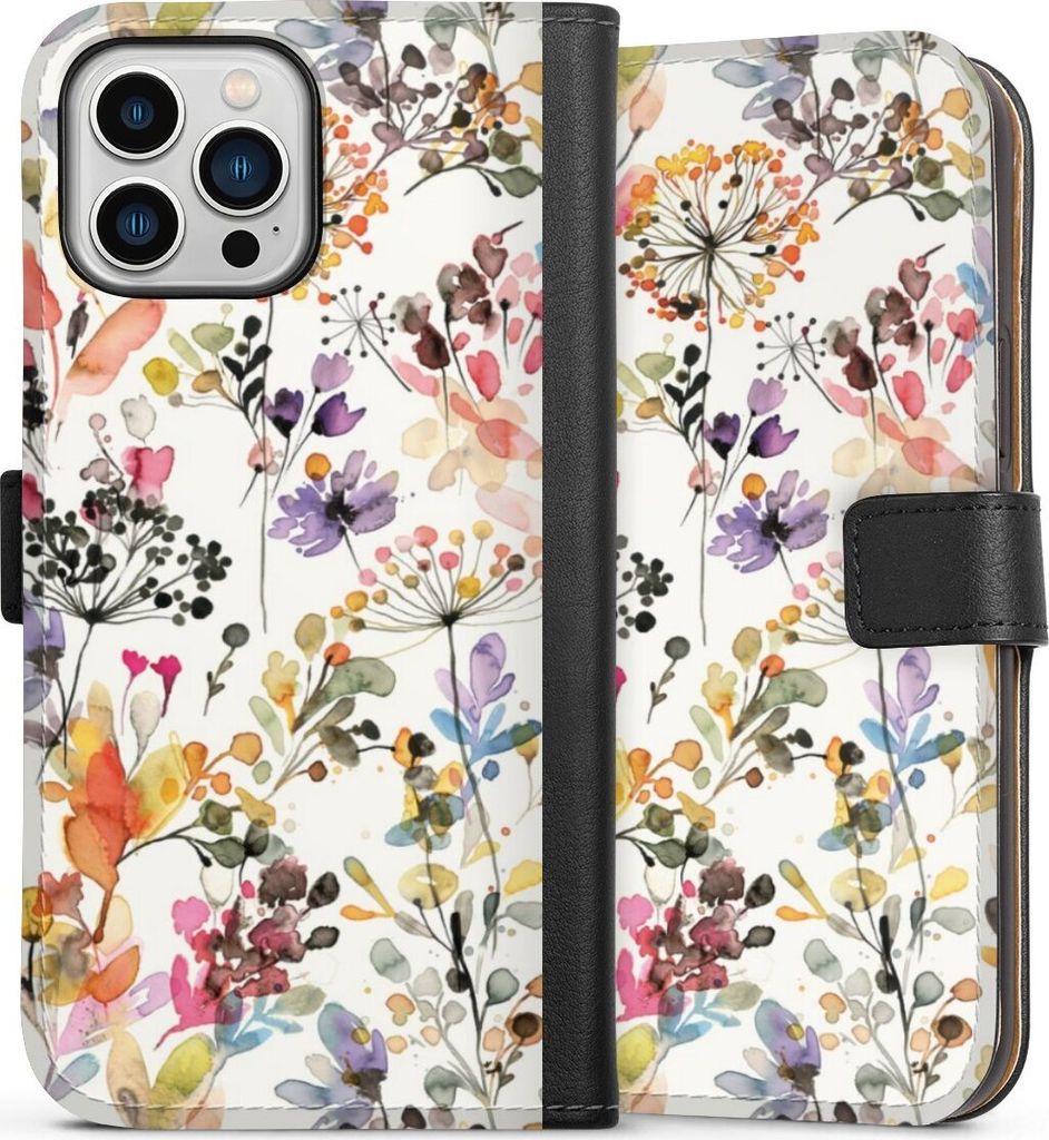 DeinDesign Klapphülle für Apple iPhone 13 Pro Max Handytasche Lederhülle Tasche Blume Muster Pastell