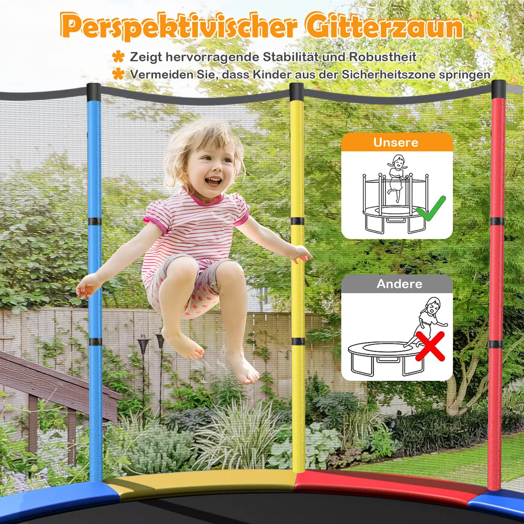 Trampoline Sécurisé Anti-Chute Ø165cm pour Enfant - Structure Stable 135KG