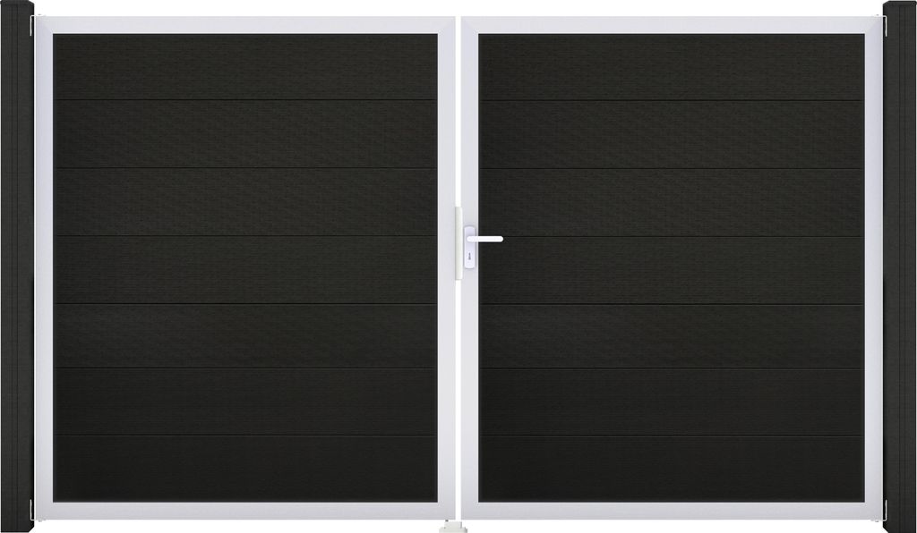 Doppeltor GroJa Flex Grande rechts vormontiert ohne Pfosten Rahmen Aluminium 300 x 180 cm schwarz