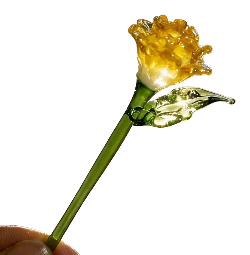 Mini-Glasblumenfigur, handgefertigt, transparenter Blumenstrauß aus Kunstkristall, Sammlerstück, mundgeblasen, Tischdekoration für Muttertag, Ge...