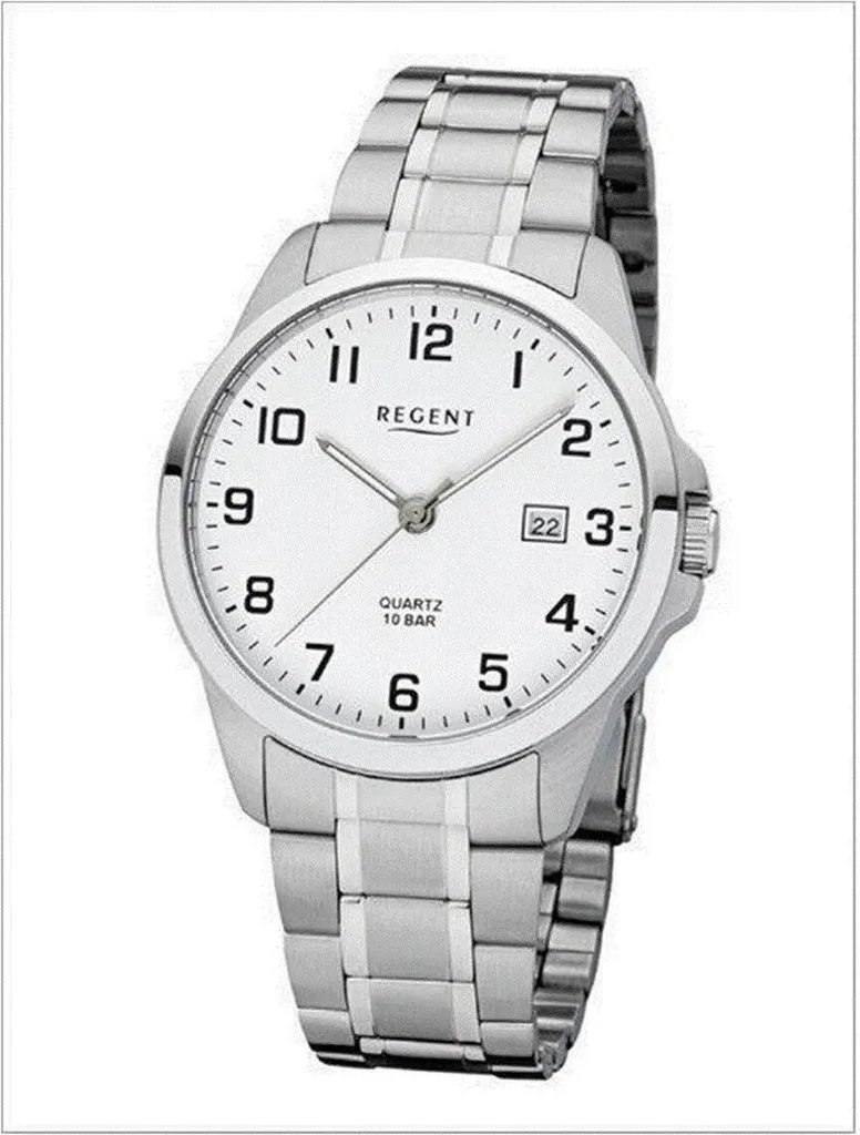 REGENT F1009 Orologio Quarzo Uomo 10 Bar | Acciaio e Vetro Minerale