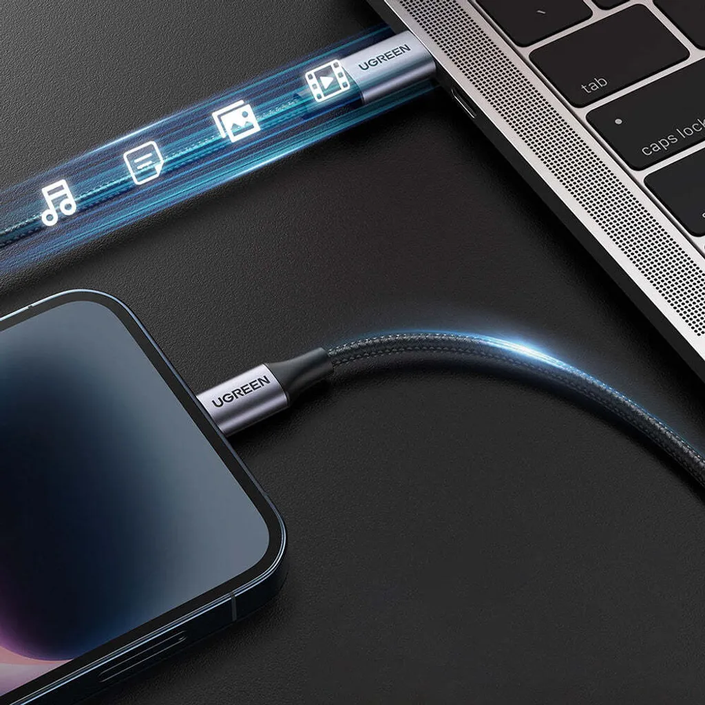 Câble de charge USB-C vers Lightning Ugreen 2M pour iPhone et iPad Noir - 4