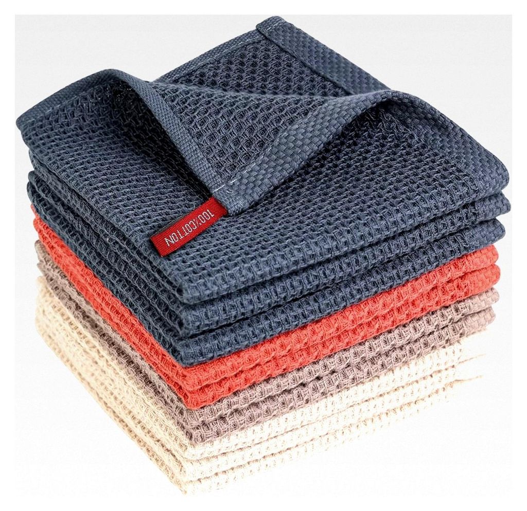 Geschirrtücher 100% Baumwolle (10er Set) 30 x 30 cm Weiche und saugfähige Reinigungstücher in gemischten Farben