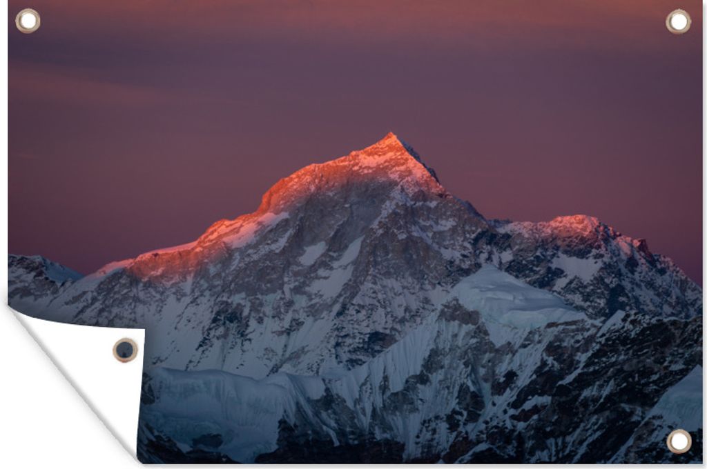 MuchoWow 120x80 cm Outdoor-Poster Gartendeko Sichtschutz Garten Poster für den Garten Nepal - Berg - Schnee - Rosa