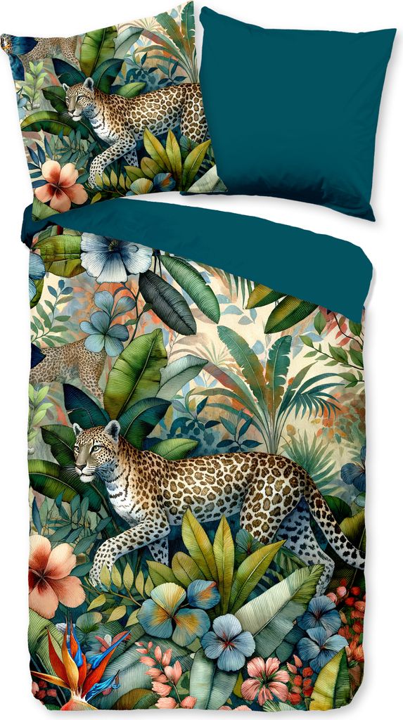 Duvet cover Pure 135x200 + 1* 80x80 cm - leopard with leaves