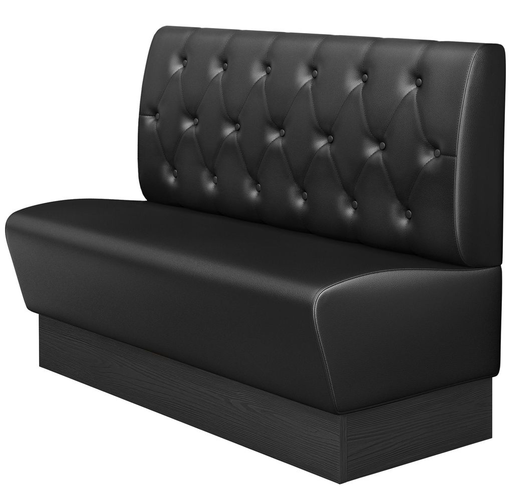 DENVER | Gastro Sitzbank | B : H 100 x 103 cm | Schwarz | Chesterfield Raute | Leder | Fußleiste: Wenge | Bistro Sitzbank, Restaurant Sitzbank