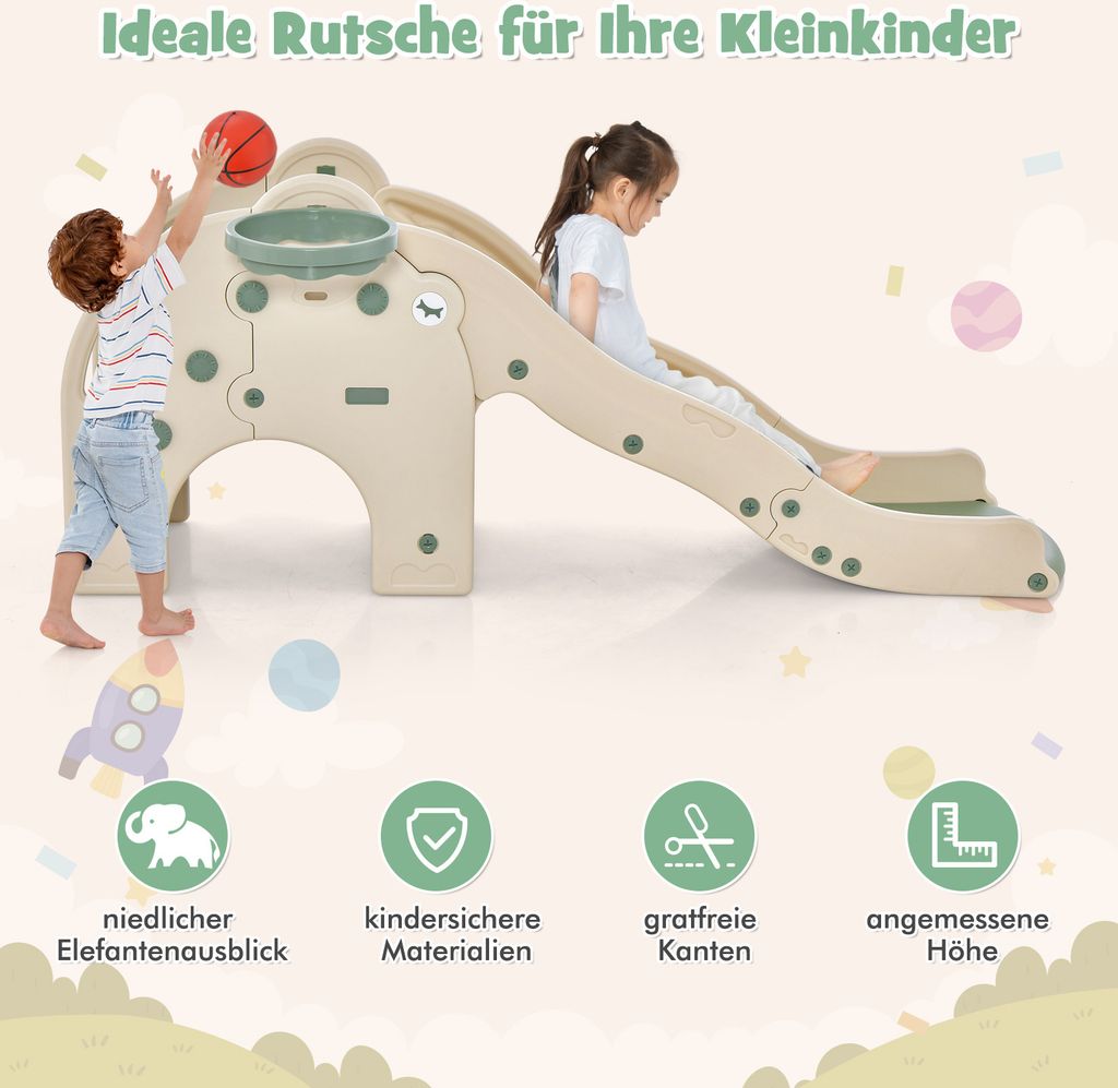 COSTWAY Rutsche Outdoor, 4 in 1 Kinder Rutsche & Tunnel & Produktbild 3