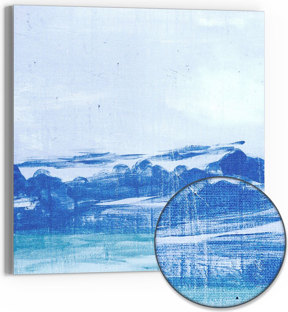 DEQORI Hybrid Leinwand Bild 50x50 cm 'Winterseelandschaft' Wandbild Glas flach modern