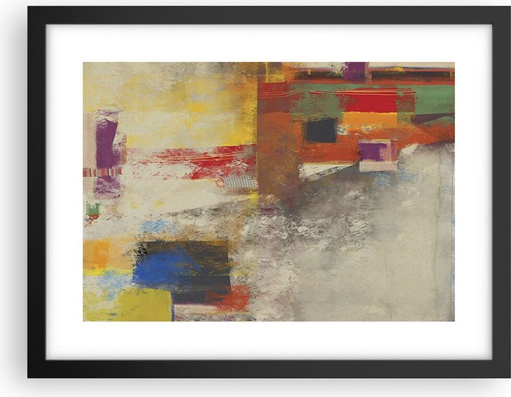 Gerahmtes Poster - Schwarzer Rahmen - Abstraktion die Farben modern - 40x30 cm - Wand Bild - Wanddeko - Wandbilder - Wandposter - Bilderrahmen - Bi...