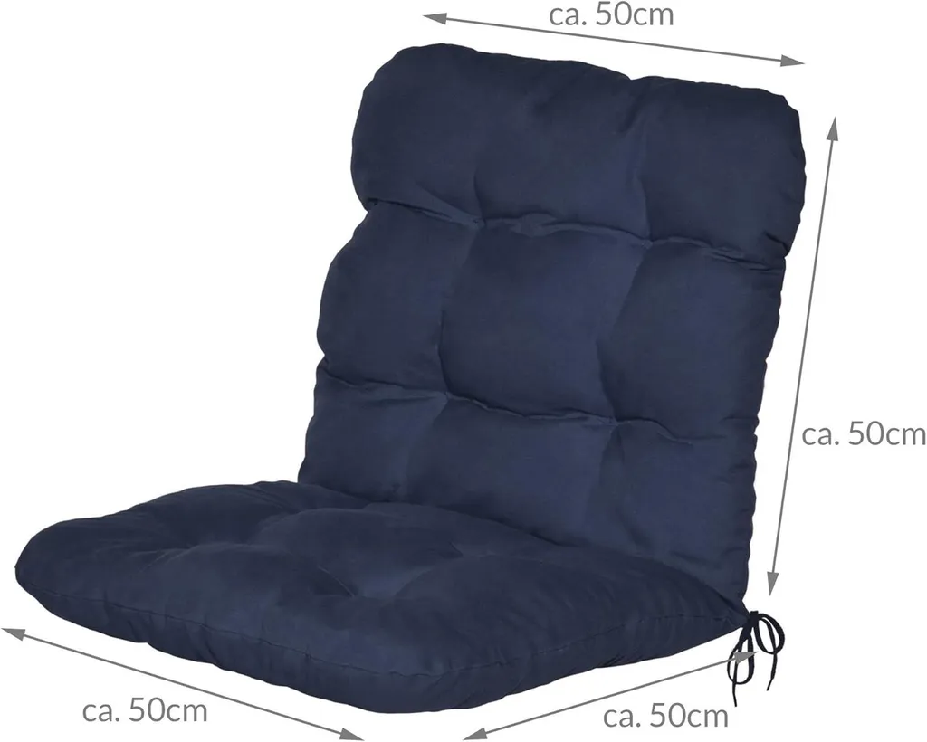 Beautissu Lot de 2 Coussins Flair NL 100x50x8cm Bleu Foncé Fauteuil Bas