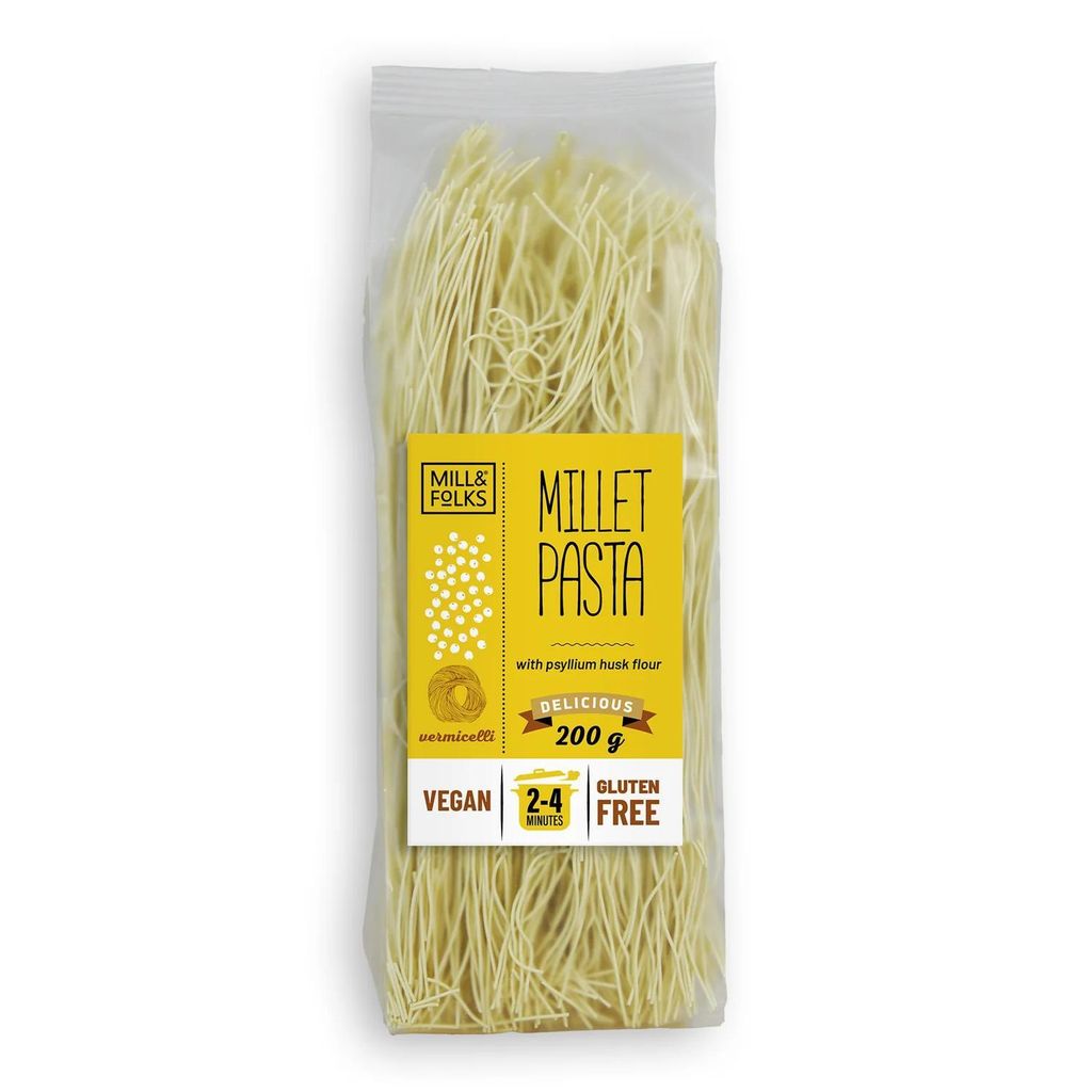 Mill & Folks Hirse Suppennudel mit Kurkuma 200g / glutenfrei / vegan / ohne Zuckerzusatz