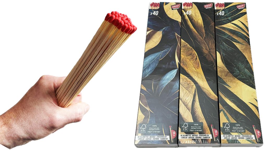 jameitop® 3 XXL/Jumbo Packungen Streichhölzer BLÄTTER Produktbild 