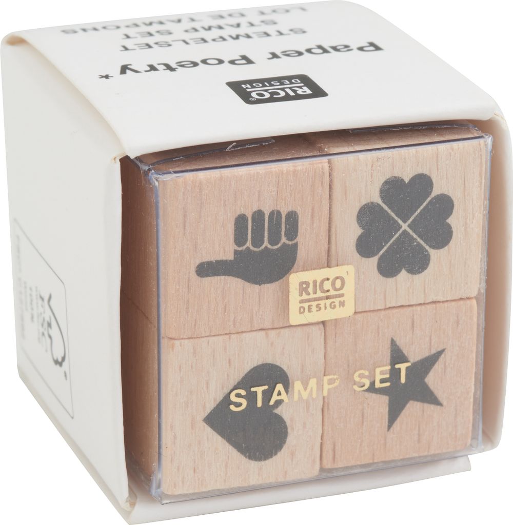 Rico Design Stempel-Set, 4-tlg, ideal für Scrapbooking, Karten, Basteln Icons