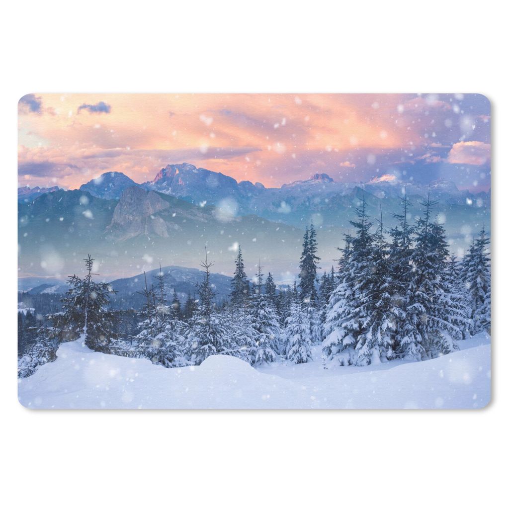 MuchoWow Mauspad Mousepad Schnee - Himmel - Wald - Winter 27x18 cm - Mousepads - Maus Mat - Pad - Mausunterlage - Büroartikel - Desk Matten
